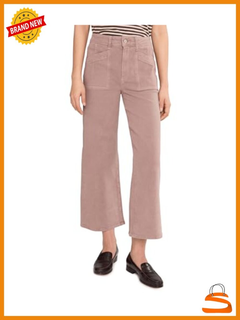 High Rise Wide Leg Jeans with Angled Patch Pockets